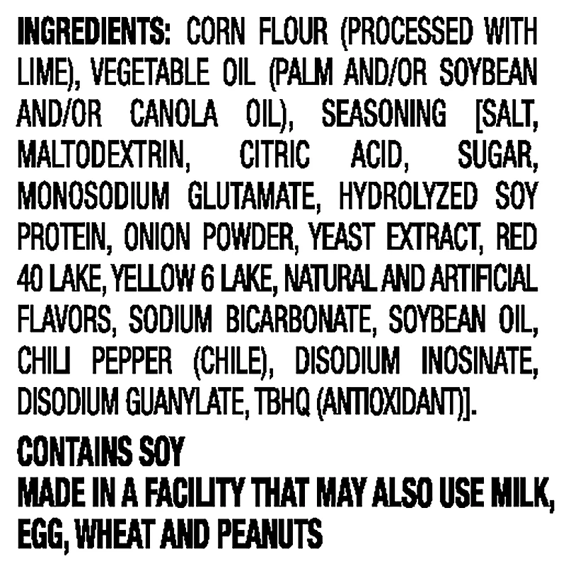 Takis fuego rolled tortilla chips, hot chili pepper and lime, 3.2oz bag