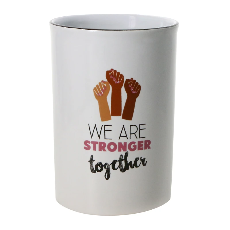 ceramic makeup brush cup - stronger together