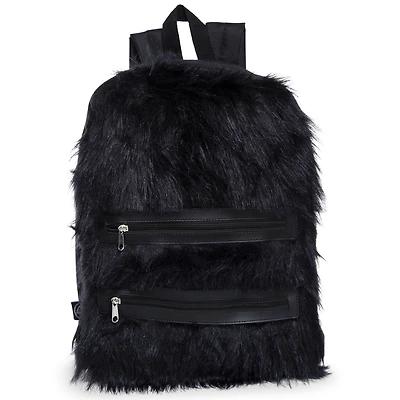 Black Furry Backpack 16in