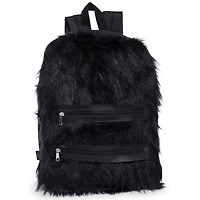 Black Furry Backpack 16in