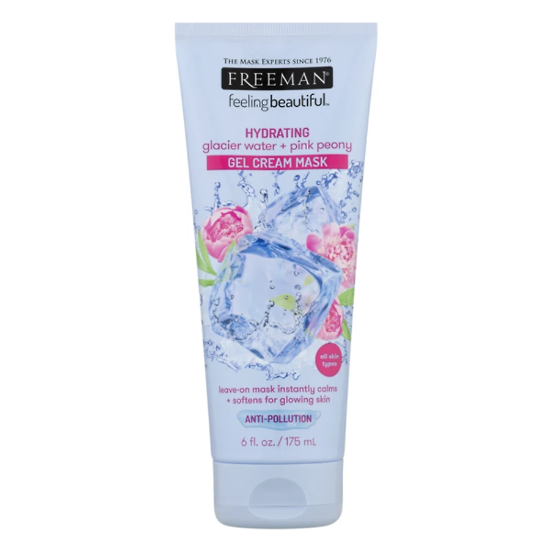 freeman® feeling beautiful™ hydrating anti-pollution mask w/ glacier water & pink peony