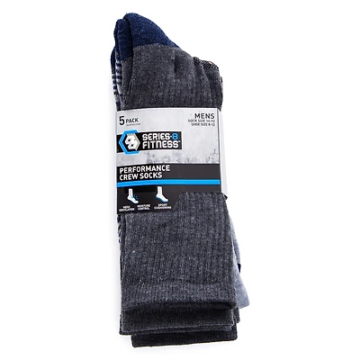 series-8 fitnessâ„¢ young men's performance crew socks 5-pack, dark gray