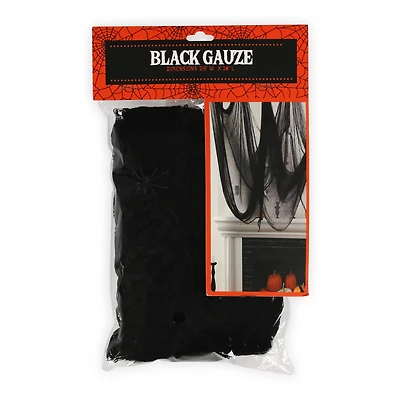 17.8ft black gauze spider web halloween decor