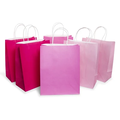 6-count pink gift bags 10.5 x 13in