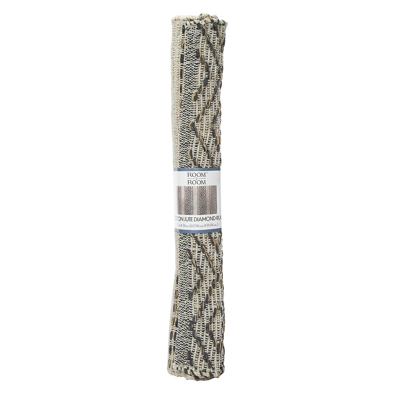 cotton & jute diamond rug 2ft x 3ft
