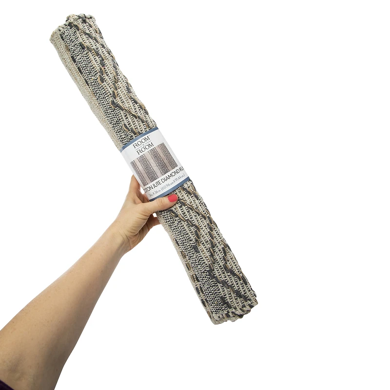cotton & jute diamond rug 2ft x 3ft