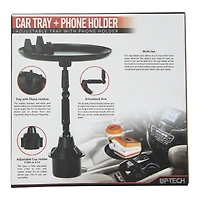 adjustable car tray + phone holder for car cup holder