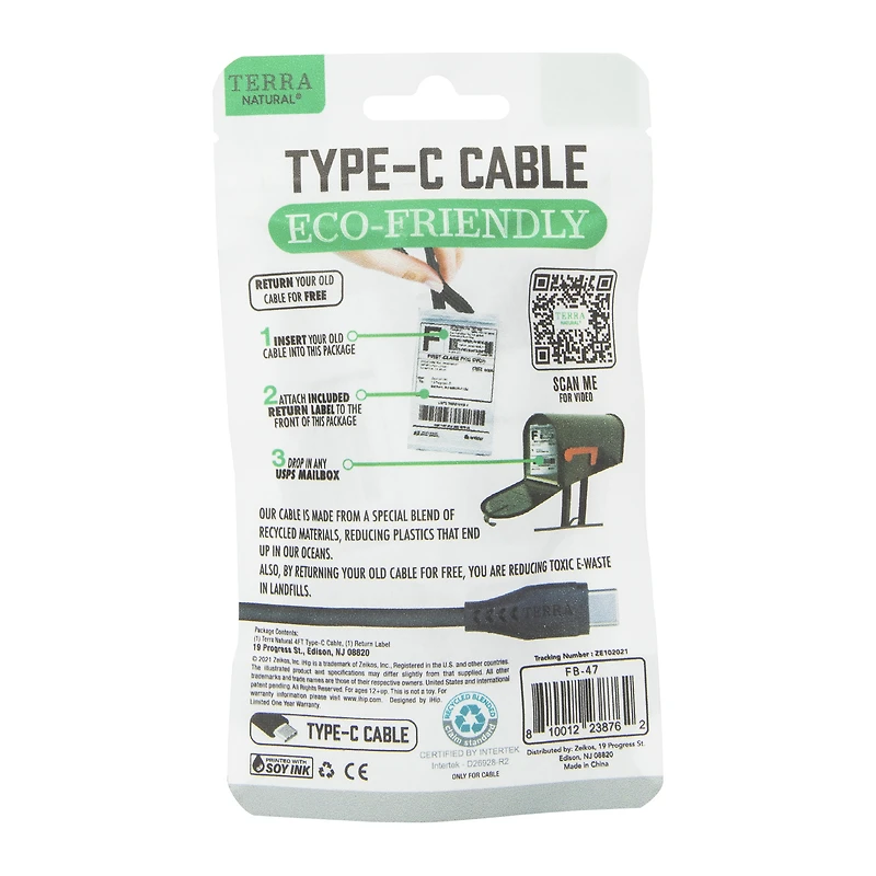 4ft Eco-Friendly USB-C Charging Cable