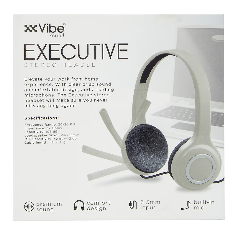 executive stereo headset with boom mic