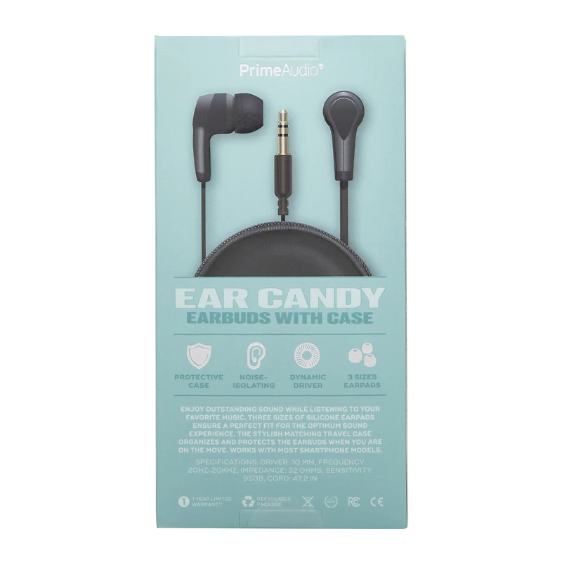 ear candy wired earbuds with protective case