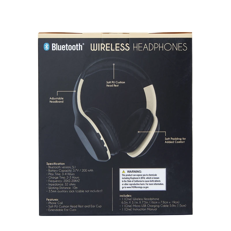 2-in-1 wireless & wired bluetooth® headphones with mic