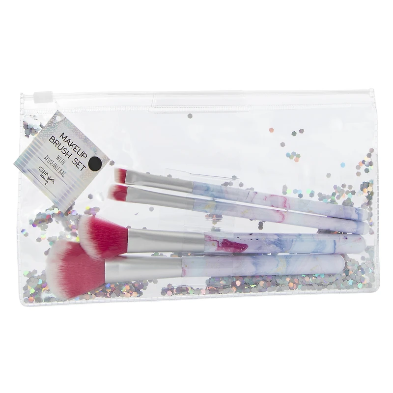 4-piece tie dye makeup brush & travel pouch set