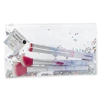 4-piece tie dye makeup brush & travel pouch set