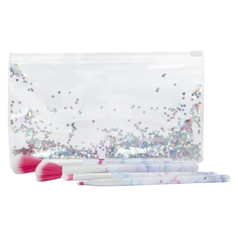 4-piece tie dye makeup brush & travel pouch set
