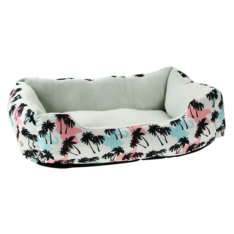 palms print pet cuddler bed 14in x 20in