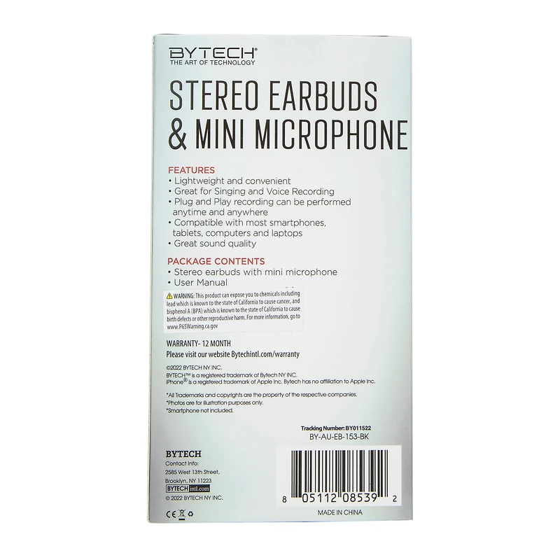 stereo earbuds & mini microphone