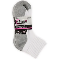 series-8 fitness™ ladies performance qtr crew socks white 5-pack