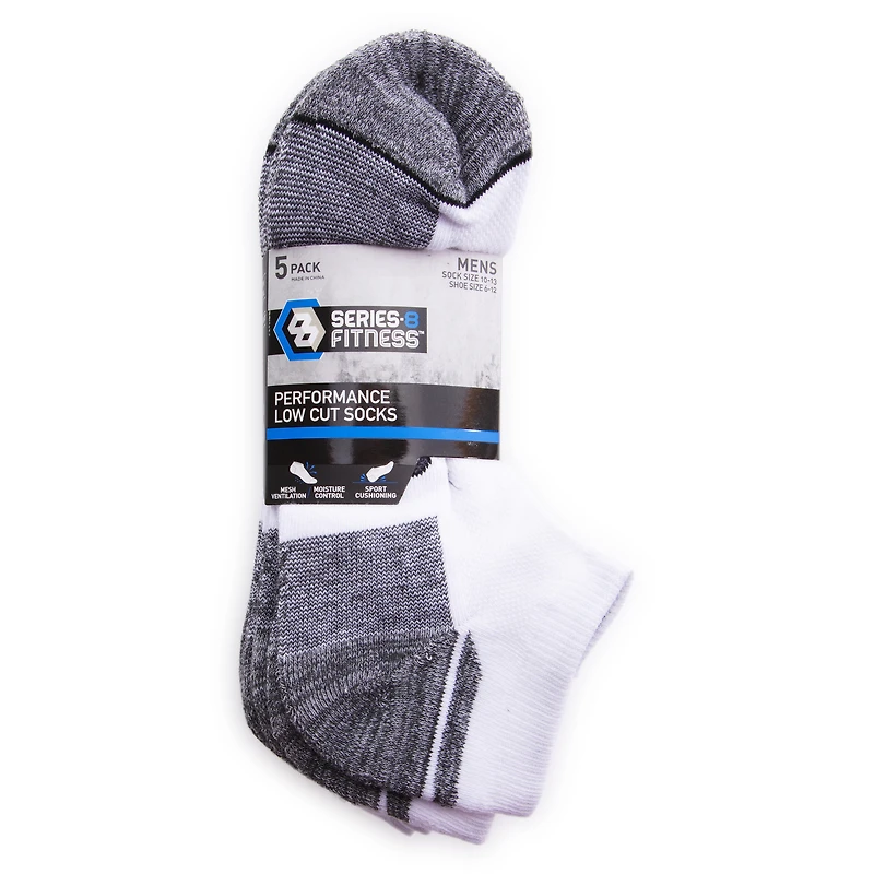 series-8 fitness™ men's performance low cut socks - white 5-pack