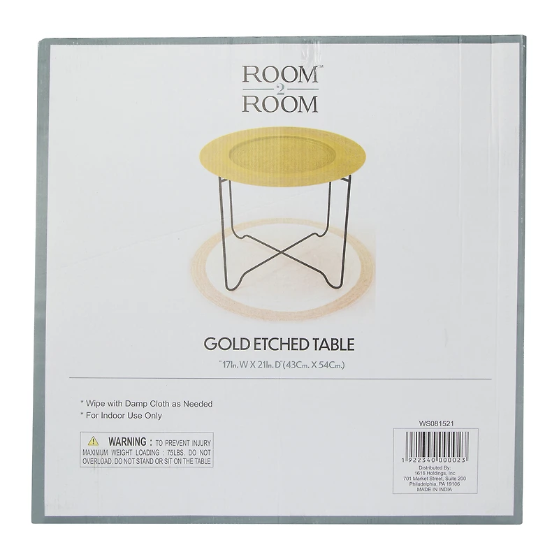 gold etched table 17in x 21in