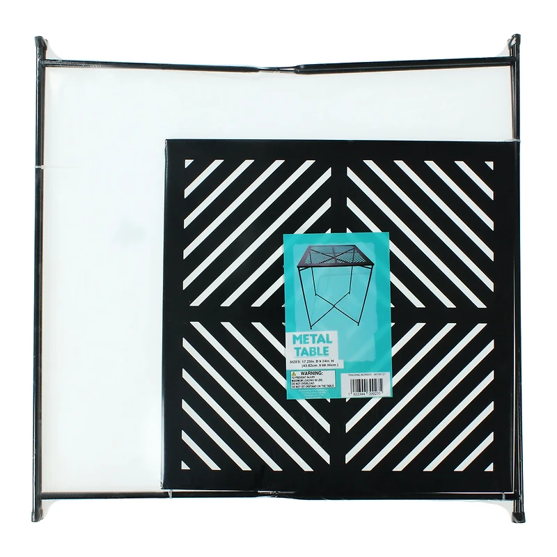 folding metal side table 17.25in x 24in