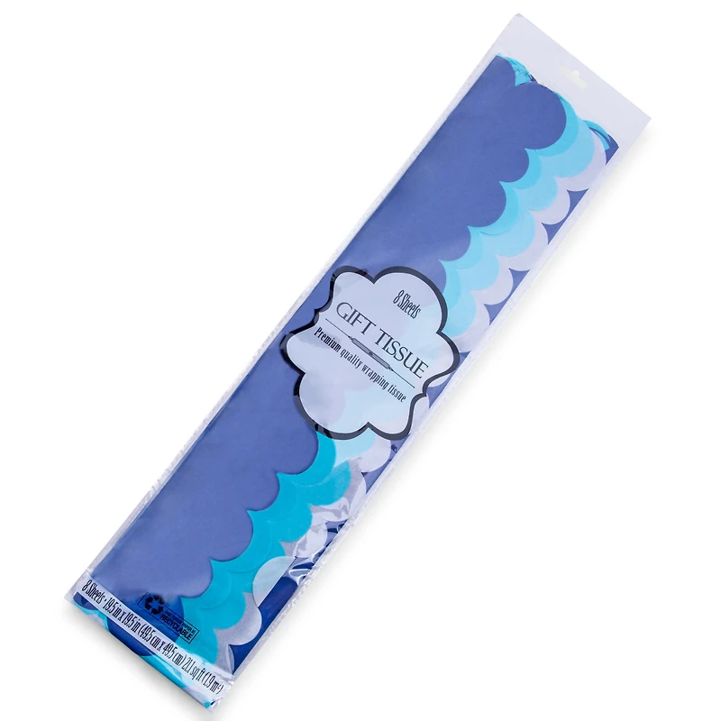 8-count blue scallop edge tissue paper
