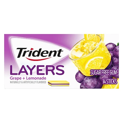 trident® layers grape + lemon sugar-free gum - 14 sticks