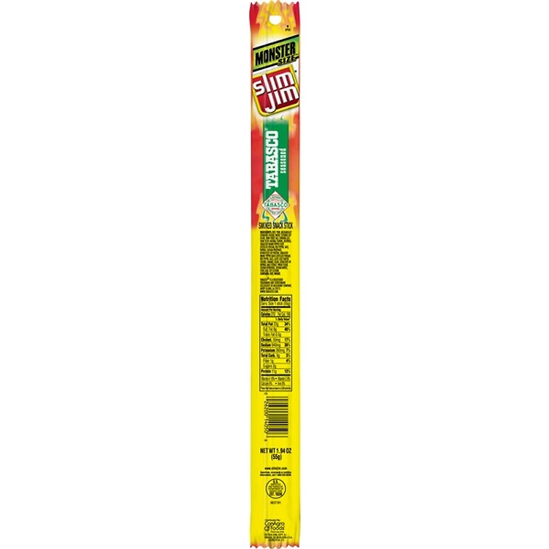 slim jim® monster size tabasco smoked snack stick 1.94oz