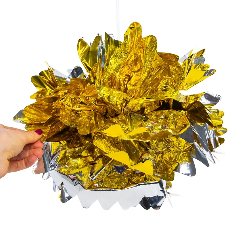 gold & silver metallic film pom pom 17in