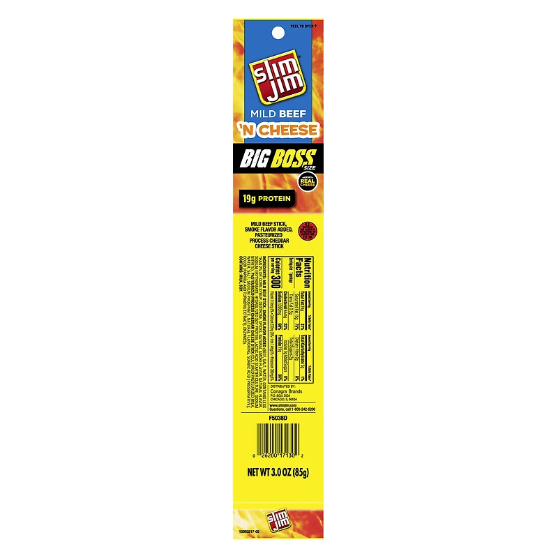 slim jim® mild beef 'n cheese big boss snack stick 3oz