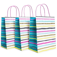 6-count rainbow glitter stars & stripes gift bags 8in x 14in
