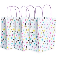 6-count rainbow glitter stars & stripes gift bags 8in x 14in