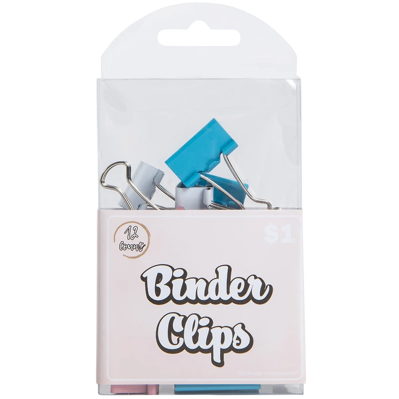 12-count pastel binder clips