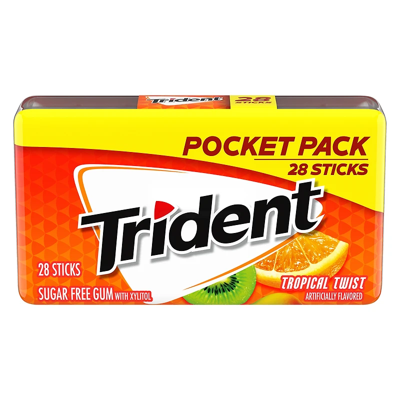 trident® tropical twist sugar-free gum pocket pack - 28 sticks