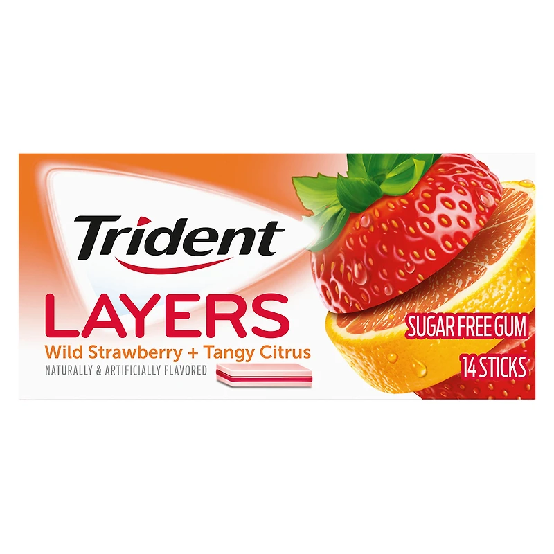 trident® layers wild strawberry + tangy citrus sugar-free gum - 14 sticks