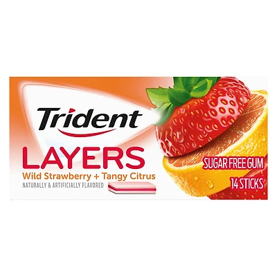 trident® layers wild strawberry + tangy citrus sugar-free gum - 14 sticks