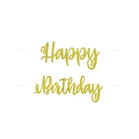 7ft gold glitter happy birthday 2-piece banner