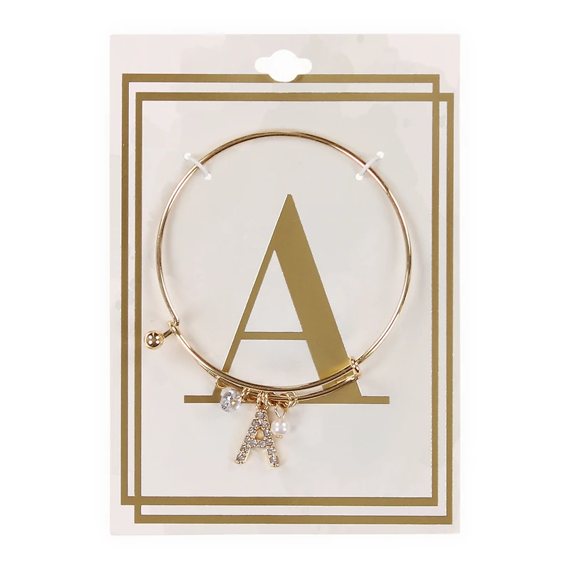 letter A diamond initial charm bracelet