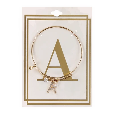 letter A diamond initial charm bracelet
