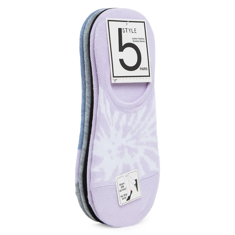 no-show sneaker liner socks 5-pack - tie dye & stripes