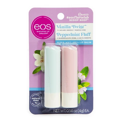 eos® vanilla twist & peppermint fluff lip balm 2-pack