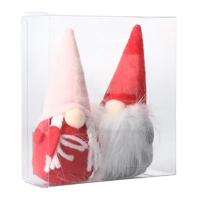 gnome figures 4.5in pink & red 2-pack