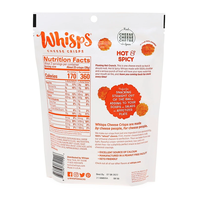 whisps® hot & spicy cheese crisps 2.12oz