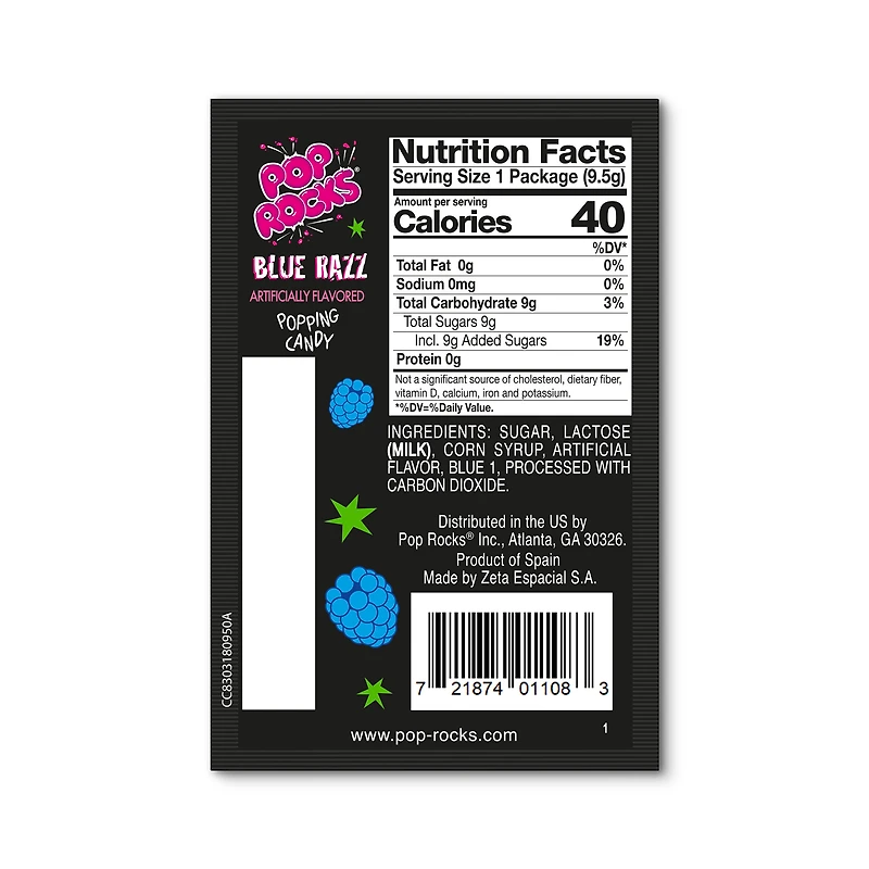 pop rocks® blue razz popping candy 0.33oz