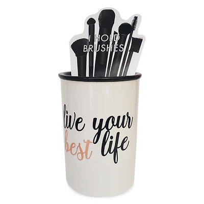 ceramic makeup brush cup - live your best life