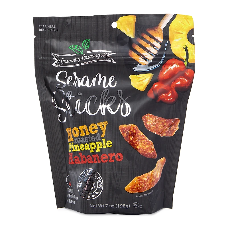 crunchy cravings sesame sticks 7oz - honey roasted pineapple habanero