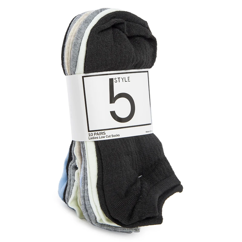 low-cut ankle socks 10-pack - black & gray