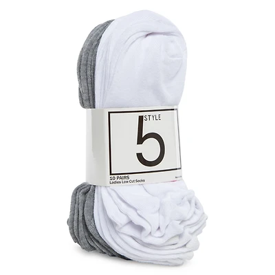 low-cut ankle socks 10-pack - white & gray