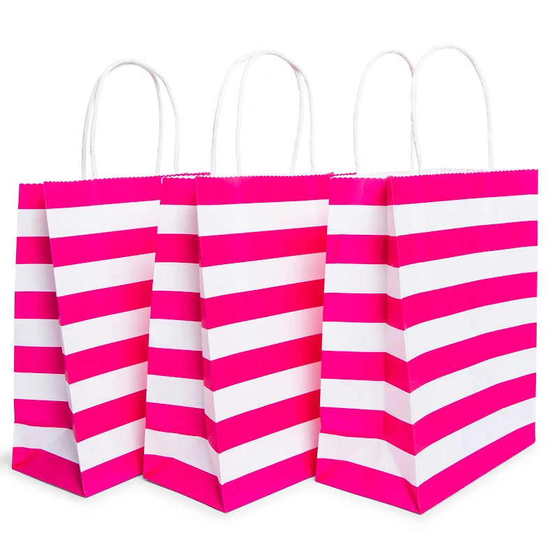 8-count medium striped gift bags 10in