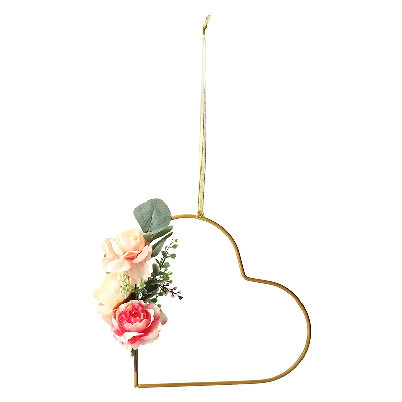 floral heart wreath wall art 10in