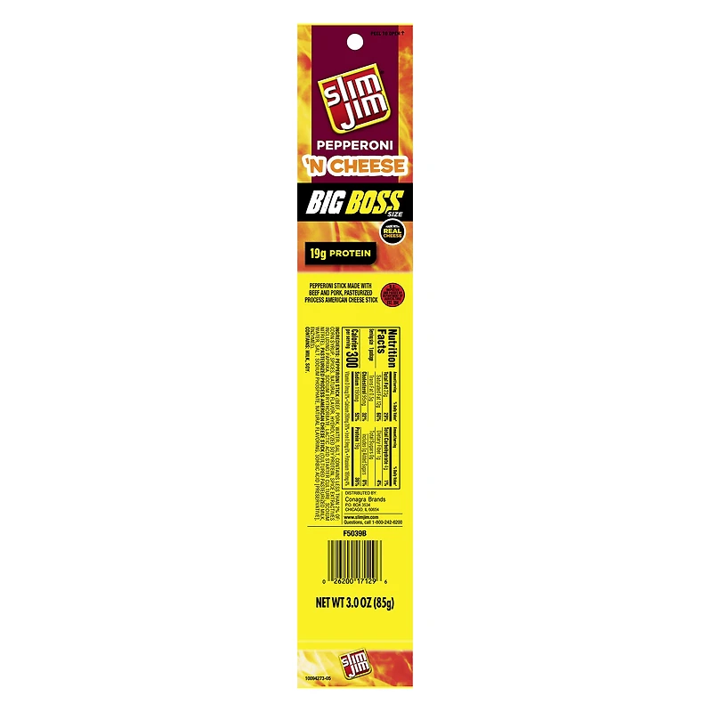 slim jim® pepperoni 'n cheese big boss snack stick 3oz